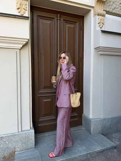 Бордовий лляний костюм із тканини Loro Piana