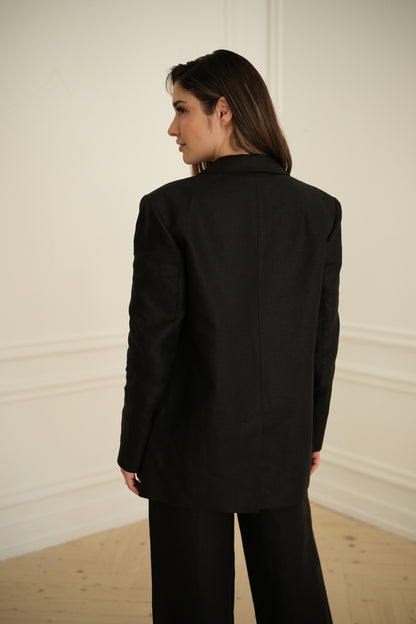 Чорний лляний костюм з тканини Loro Piana